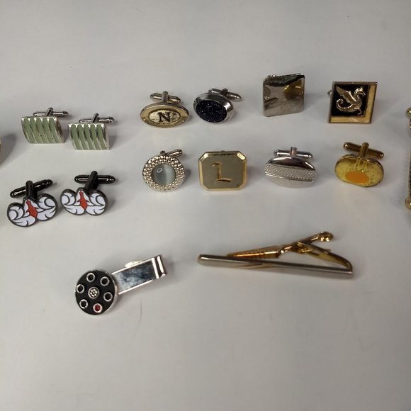 Cuff Links Singles & Tie Clip Lot Some Marked Hickox Swank 3 Pairs 10 Singles - Picture 3 of 11